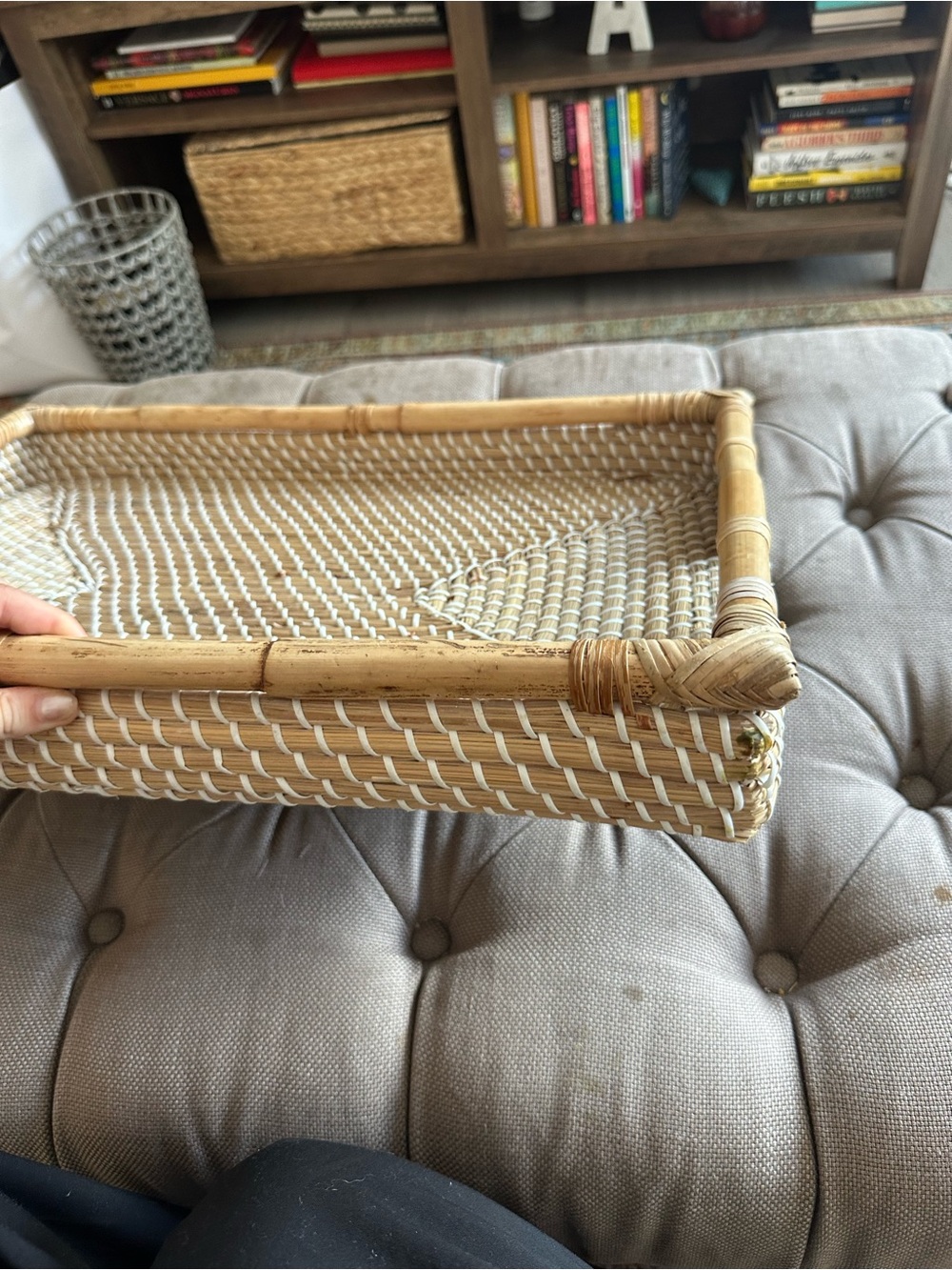 Bamboo Hand Woven Rattan Rectangular Tray - Picture 8 of 13